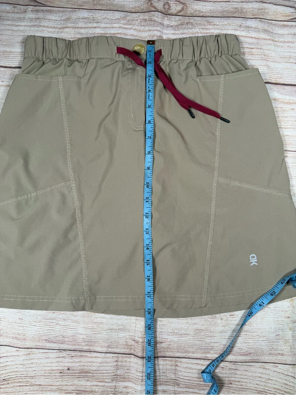 LDA Gorpcore Granola Outdoors‎ Hiking Khaki Mini Skirt with Burgundy Drawstring